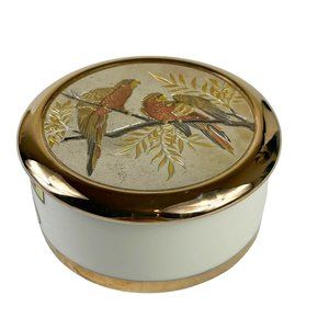 Art Of Chokin 24KT Gold Engraving Edged Trinket Box Parrots Decor